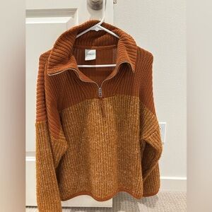 Varley Half Zip Sweater, burnt orange, size XS